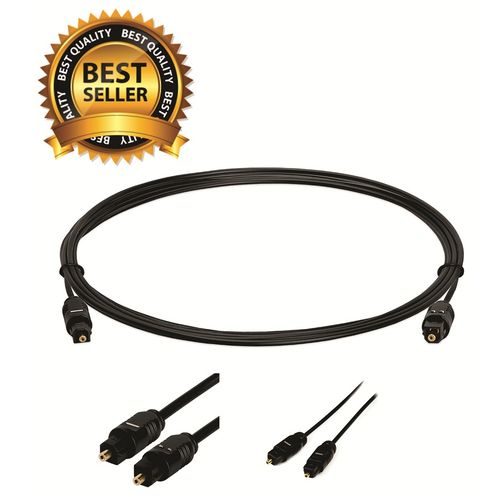 Premium Quality Digital Optical Audio Cable, Slim Digital Optical Audio Cable For Sound Bar, TV, Home Theater, PS4, Xbox – 6Feet (2 Meters), Black, CL3 Rated (in-Wall Installation).FOR HOW TO CONNECT/USE IT,WATCH VIDEO BELOW