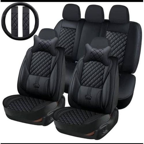 5D Universal Car Leather Seat Cover for 5-Seater Car's Full Set - Front & Rear