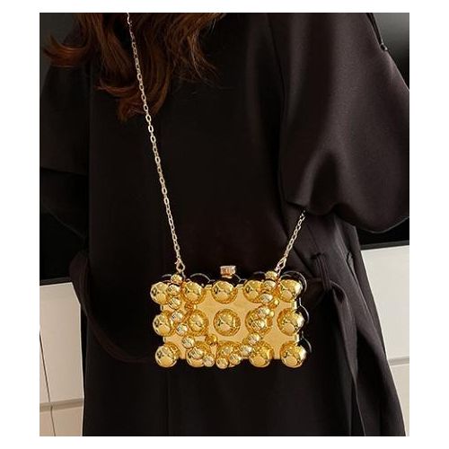 Ladies LUXURY BOX Acrylic DEBBY Handbag- Gold