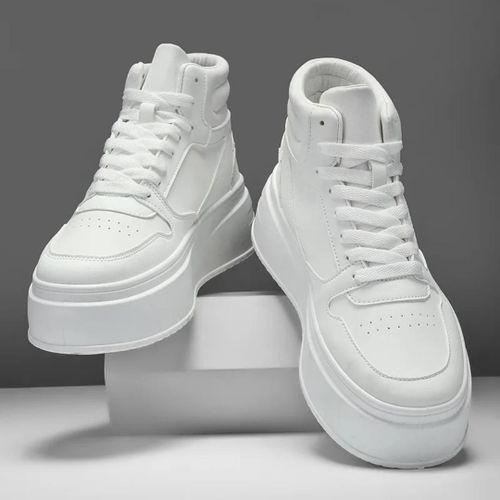 Thick Bottom Anti-Slip Walking Style High Top Sports Polishable Leather Shoes Thick Bottom Anti Slip Wear Resistant Retro British English Outdoor Mountaineering Office Work, Campus, Clubbing Boots Sneakers
