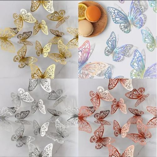 12-Pcs 3D Butterfly Decorations, Realistic Butterfly Stickers, Suitable for Home Living Room Room Decor, Wall, Refrigerator, Cabinet Decoration