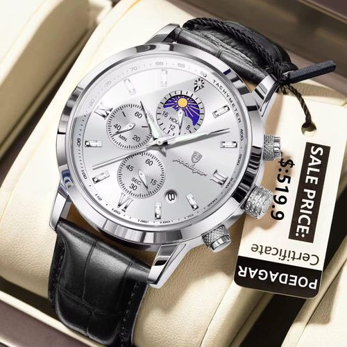 Original Quality Classy Black Chronograph Wristwatch For Men