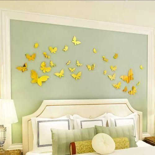 3d Acylic mirror butterfly wall panel decor set