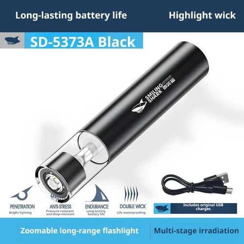 Mini ABS high-power flashlight, outdoor small flashlight, hiking portable home lighting flashlight, USB rechargeable