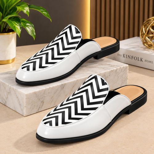 Quality Premium Black & White Patterned Loafer
