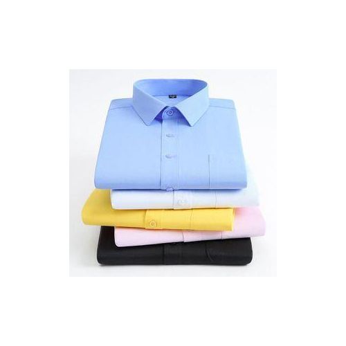 Plain Straight Cut Office Long Sleeve Shirt