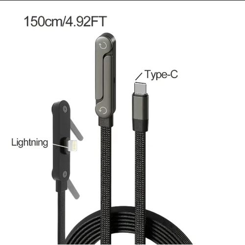 240W Fast Charging Foldable Bracket Data Cable 2-in-1 Data Wire Foldable Phone Tablet Stand Type-C to Lightening