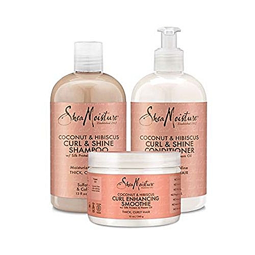 Shea Moisture Coconut And Hibiscus Combination Pack 13 Oz Curl Shine Shampoo 13 Oz Curl Shine Conditioner 12 Oz Curl Enhancing Smoothie