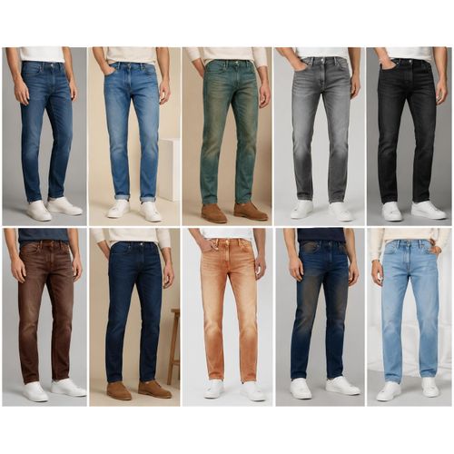 Men’s 10in1 Slim Fit Stretch Denim Jeans – Casual Everyday Pan