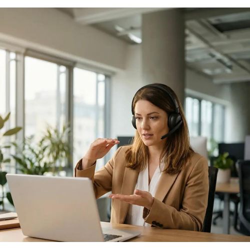 Talk Pro Wireless Headphones With Active Noise Cancellation - Headset With mic microphone for office Wireless Headset Noise Cancelling microphone