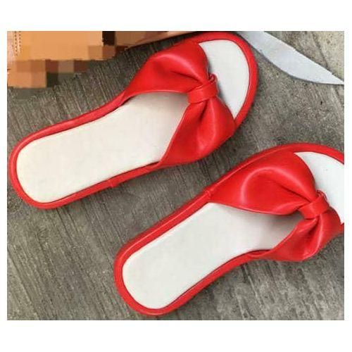 Unique Leather Red Female Slippers