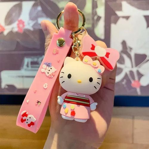 Hello Kitty Carabiner Keychain Bag Holder with Locking Clip Metal Key Ring Charm