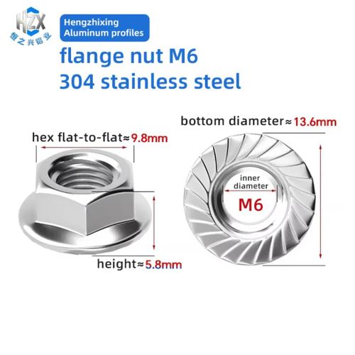 Pack of 100pc M6 stainless steel Nut