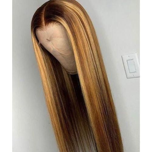 Long Piano Highlight Gold And Brown Wig With Closure-18inches