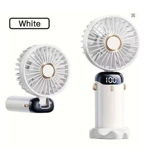 Portable Handheld Fan with LED Display, 90° Foldable, 5 Speed Wind,Hand Held/Neck/Desk 3 in 1 Personal Small Fans, Makeup Fans for Women