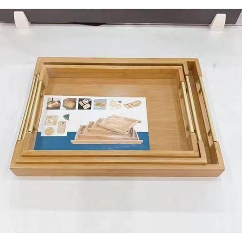 Luxury Polished 3 In 1 Marble Bamboo Wooden Serving Tray