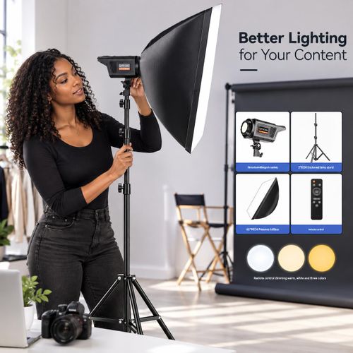 FULL KIT Soft box light softbox lighting kit softbox with tripod ledlight softbox godoxx light ring light parabolic softbox Video Lighting for Photography, Video Lights Studio Light for Photo light for streaming Remote Bracket for Photography Videography