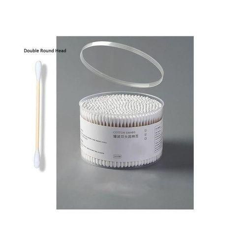 500 PCS Double-Tip Cotton Buds - Organic Wooden Sticks - Biodegradable Eco-Friendly Ear & Makeup Swabs with Storage Box,Value Pack and Wooden Sticks,Wooden Sticks, Bamboo Cotton Buds, Pure Natural Cotton, Lint-free