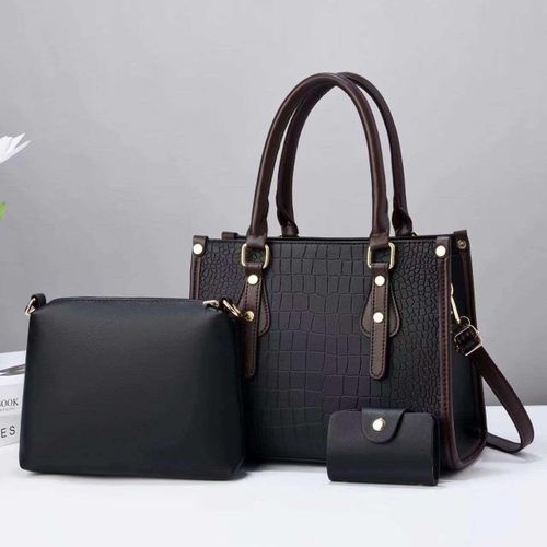 Ladies Everything Women’s bag 3 in 1 Leather Handbag office Bag -Black