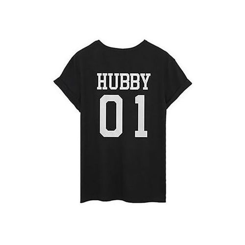 Hubby 01 T-shirts Summer Casual Black Cotton