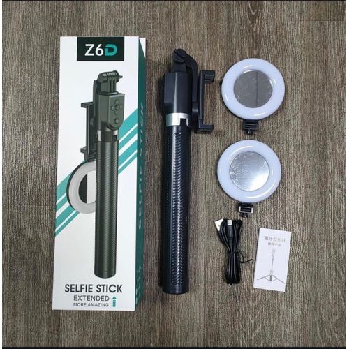 Z6D ( 6ft Tall ) Selfie Stick with Tripod, Shutter Remote and Fill Light (Light Optional) - Wireless Remote Control, Extendable Phone Selfie Stand, 360° Rotatable Multi-Functional Travel Companion, Mini Lightweight, Portable for All Mobile Models.