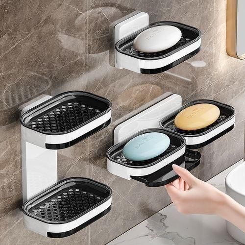 Wall Mounted Bathroom Punch-Free Soap Drain Box -2 Layer