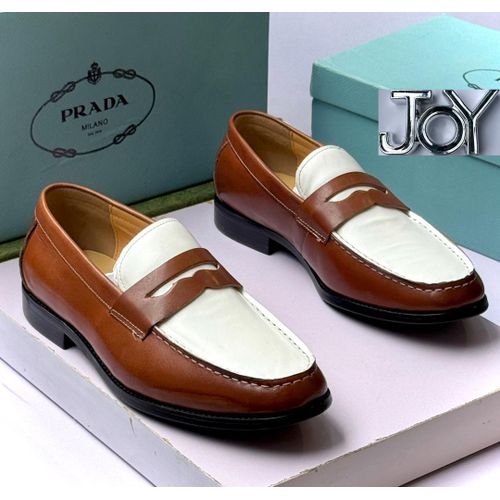 Classic Two-Tone Leather Slip-On Loafers