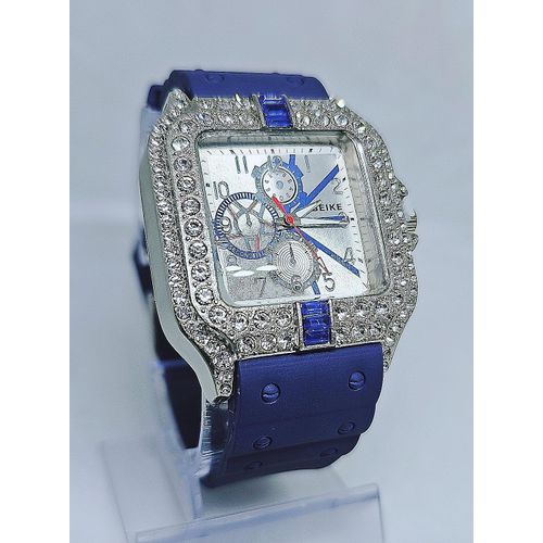 Solid Blue Silicon Wristwatch for Men