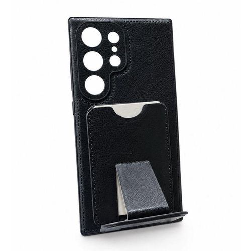 Unique leather protective back case for Samsung Galaxy s22 ultra - black