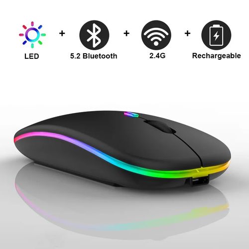 Dual Mode Bluetooth Rechargeable Led Gaming/ Work Mouse -Black