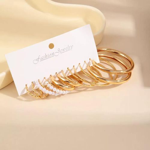 6 Pairs Gold Silver Hoop Earrings Set for Women Mix Style Huggie Earrings