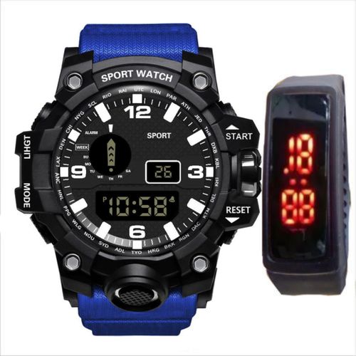 Attractive Chronograph Digital Sports Watch + Small Led watch