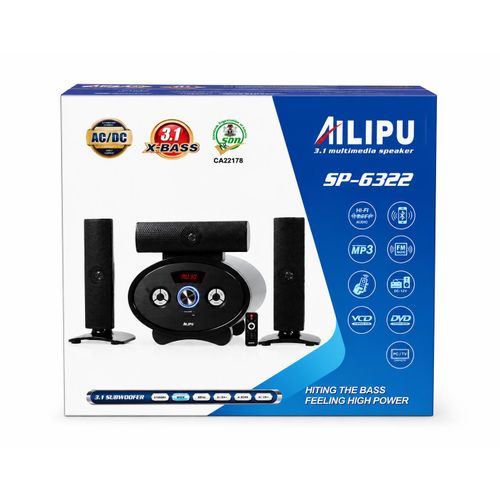 Modern SP-6322 3.1 Channel Multimedia Bluetooth Home Theatre Speaker System With Subwoofer, FM Radio & Remote Control