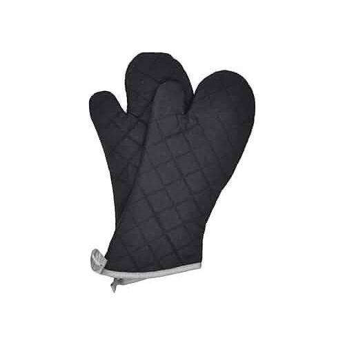 Heat-Resistant Kitchen Oven Mitts Gloves (1 Pair) – Quilted Cotton Padded Heat Proof BBQ, Baking & Cooking Gloves with Hanging Loops