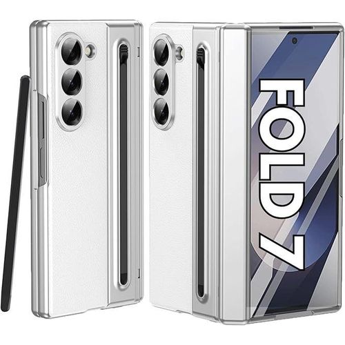 Case for Samsung Galaxy Z Fold 7 Premium Front & Back Protective Soft Leather Finish Super Slim Stylus Pen Case with Hinge & Screen Protector for z Fold7
