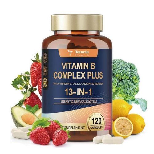 Vitamin B Complex Plus 13-in-1 Capsules – Multivitamin Energy & Nervous System Support – 120 Capsules