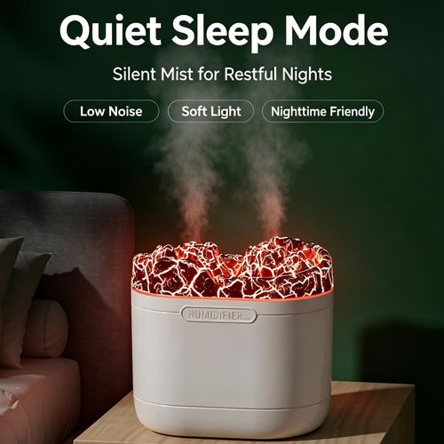 Volcano Humidifier With Dual Mist Spray, USB Air Humidifier With Ambient Night Light, Large Capacity Mist Maker, Auto Shut-Off Water Protection