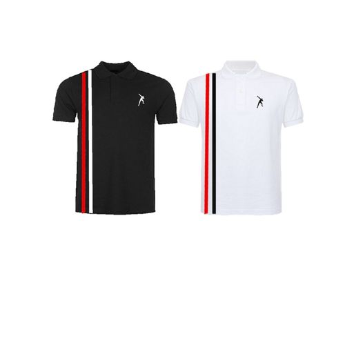 Men's Unique Quality Stripes Design Polo - 2 In 1