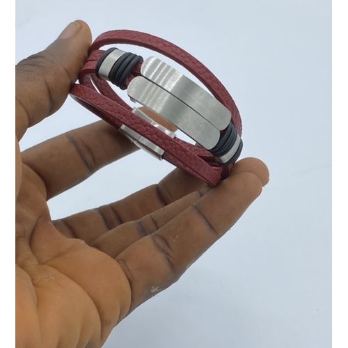 Vogue Red Men’s Leather Bracelet