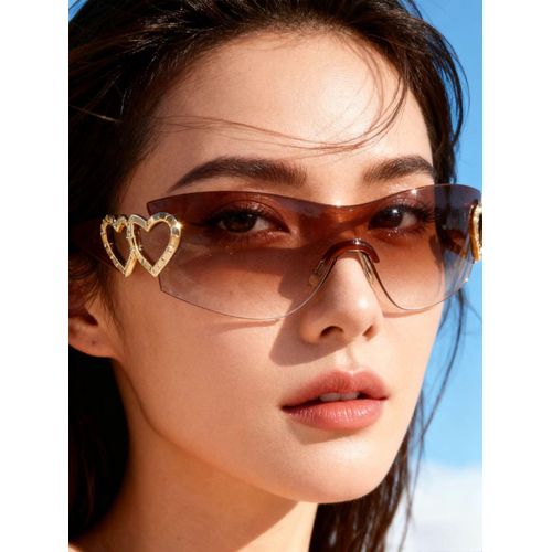 New Y2K millennial hot girl heart-shaped sunglasses, European and American retro style, unique street style frameless sunglasses, trendy accessories