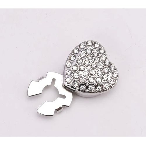 4pcs Heart-Shaped Full Rhinestone Women's Shirt Cufflinks Decorative Crystal Button Covers Clip Covering Button
