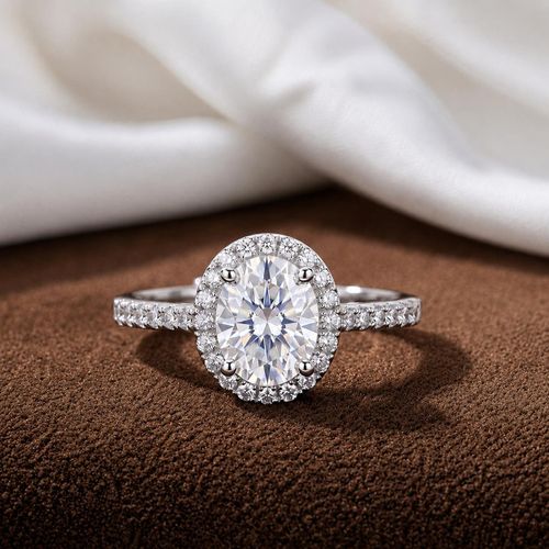 VERIDIAN Adjustable Proposal Engagement Wedding Ring with Velvet Box Oval Cut