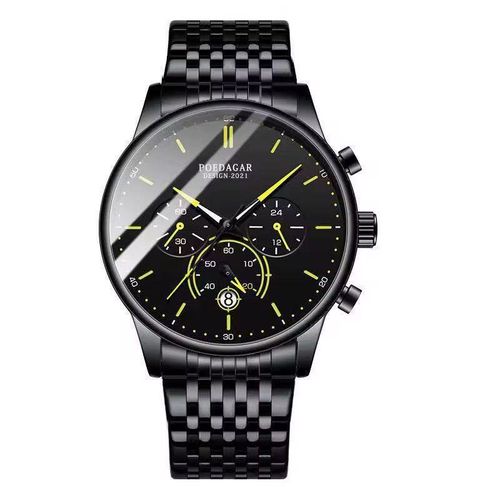 Foxbox Long Lasting Non Fading Sophisticated Chronograph Black Diamond Designer Wristwatch