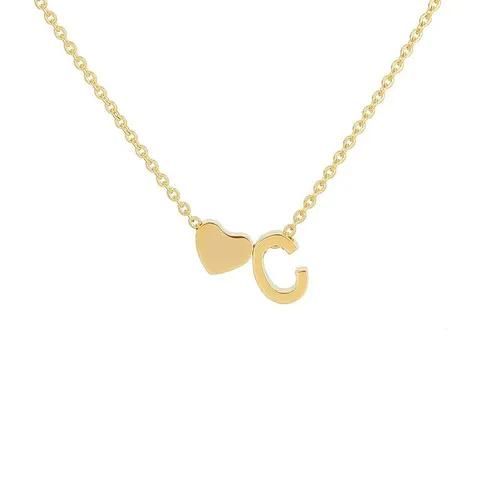 Gold Heart Initial Necklace - Dainty Letter Pendant Chain for Women, Custom Name Jewelry for Everyday Wea