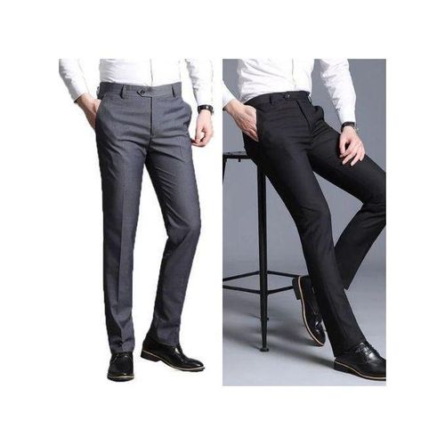 2 in 1 Luxury Office Suit Trousers For Men Black, Grey