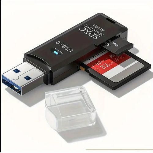 2-in-1 USB 3.0 & 2.0 Card Reader, 5Gbps High-Speed Adapter for SD -MMC - RS -MMC - UHS - I Cards, PVC, Compatible with PC and Camera Storage, Micro Sd Card to USB Adapter - All in one