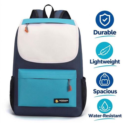 Men & Women Backpack,School Bag, Unisex Backpack, Laptop Backpack, Casual Backpack, Travel Backpack, Work Backpack, Spacious Work & Travel Bag, Lightweight Multi-Compartment Backpack with Front Pocket & Side Mesh Pockets - Blue & White Casual Backpack.