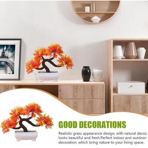 Artificial Plant Desktop Potted Bonsai Tree F-ake Flower Miniature Potted Plant Ornament Indoor Desktop Simulation Bonsai for Home Decor Indoor Office Desk Decoration