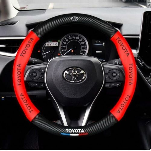 Thick quality long lasting Toyota Universal Toyota Steering Wheel Cover, steering cover, steering wheel cover, Carbon Fiber Leather Grip Ultra Comfortable Leather Auto Universal Fit Toyota Heavy Duty Carbon Leather Car Steering Wheel Cover