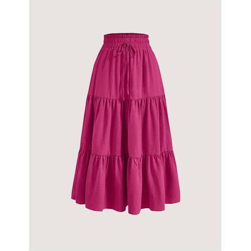 Woman’s pink pleated maxi long skirt
